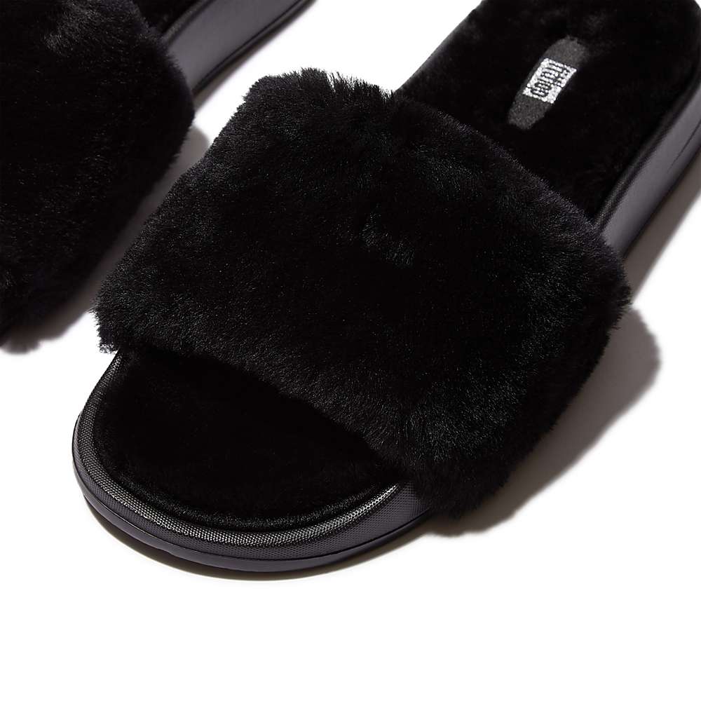 Fitflop IQUSHION Shearling Naisten Tossut Mustat | ODP-973146