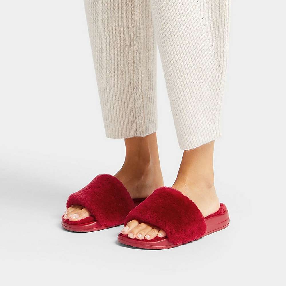 Fitflop IQUSHION Shearling Naisten Tossut Punainen | YTV-416980