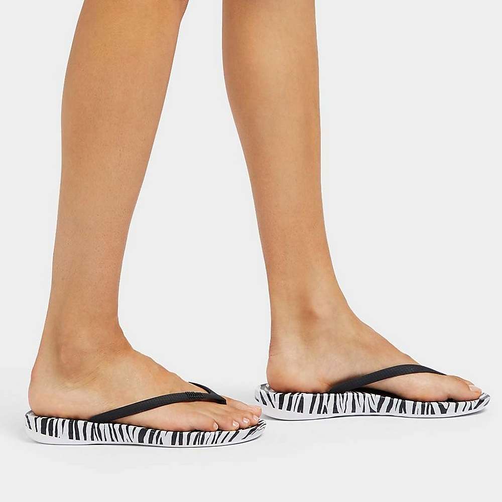 Fitflop IQUSHION Zebra Print Ergonomic Naisten Varvastossut Mustat Valkoinen | RXY-894751