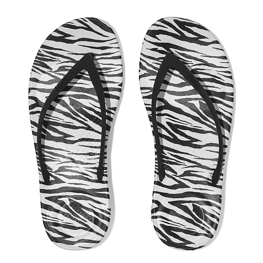 Fitflop IQUSHION Zebra Print Ergonomic Naisten Varvastossut Mustat Valkoinen | RXY-894751