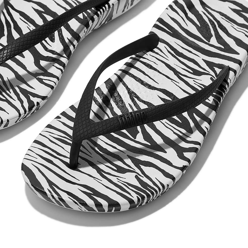 Fitflop IQUSHION Zebra Print Ergonomic Naisten Varvastossut Mustat Valkoinen | RXY-894751