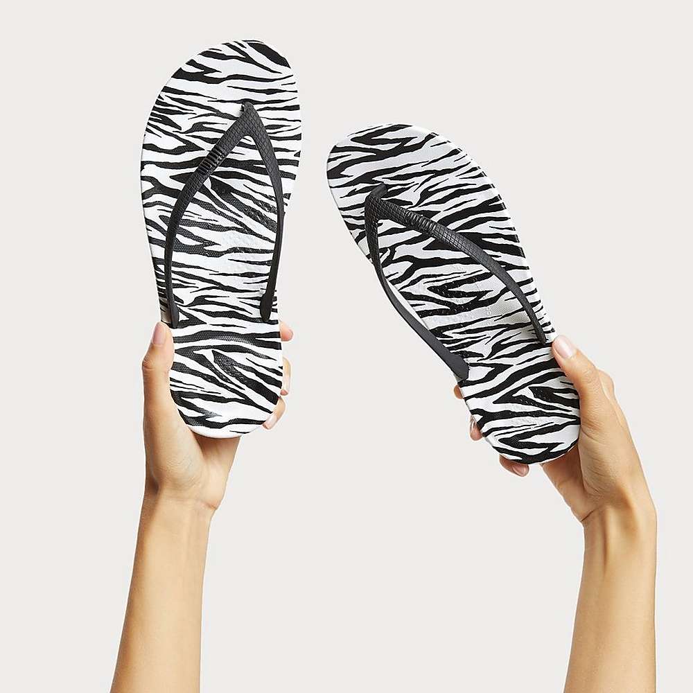 Fitflop IQUSHION Zebra Print Ergonomic Naisten Varvastossut Mustat Valkoinen | RXY-894751