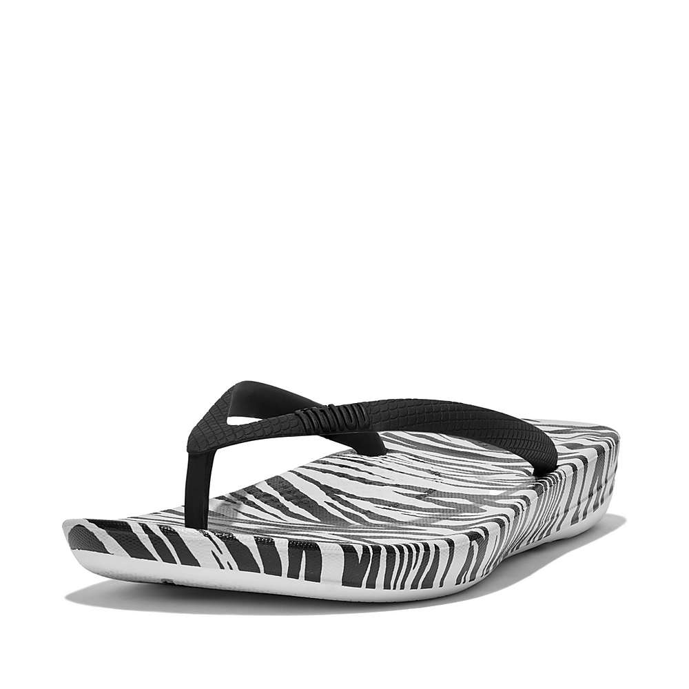 Fitflop IQUSHION Zebra Print Ergonomic Naisten Varvastossut Mustat Valkoinen | RXY-894751