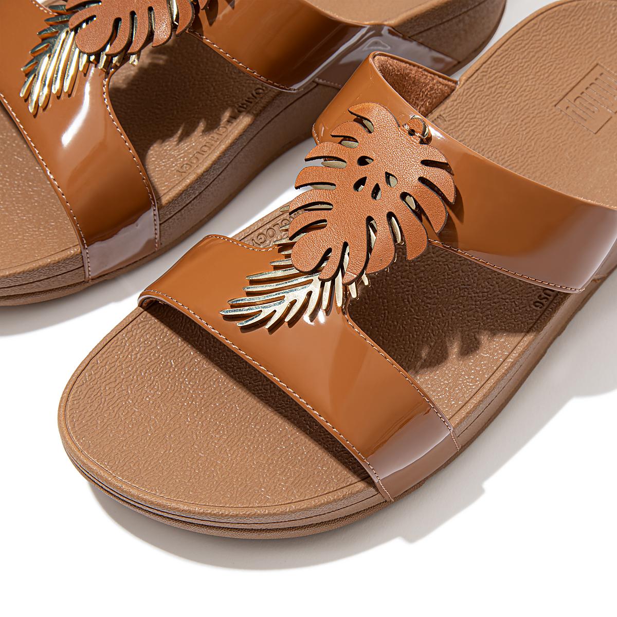 Fitflop LOTTIE Jungle Leaf Kiiltonahka Slides Naisten Sandaalit Vaaleanruskea | MHI-402578