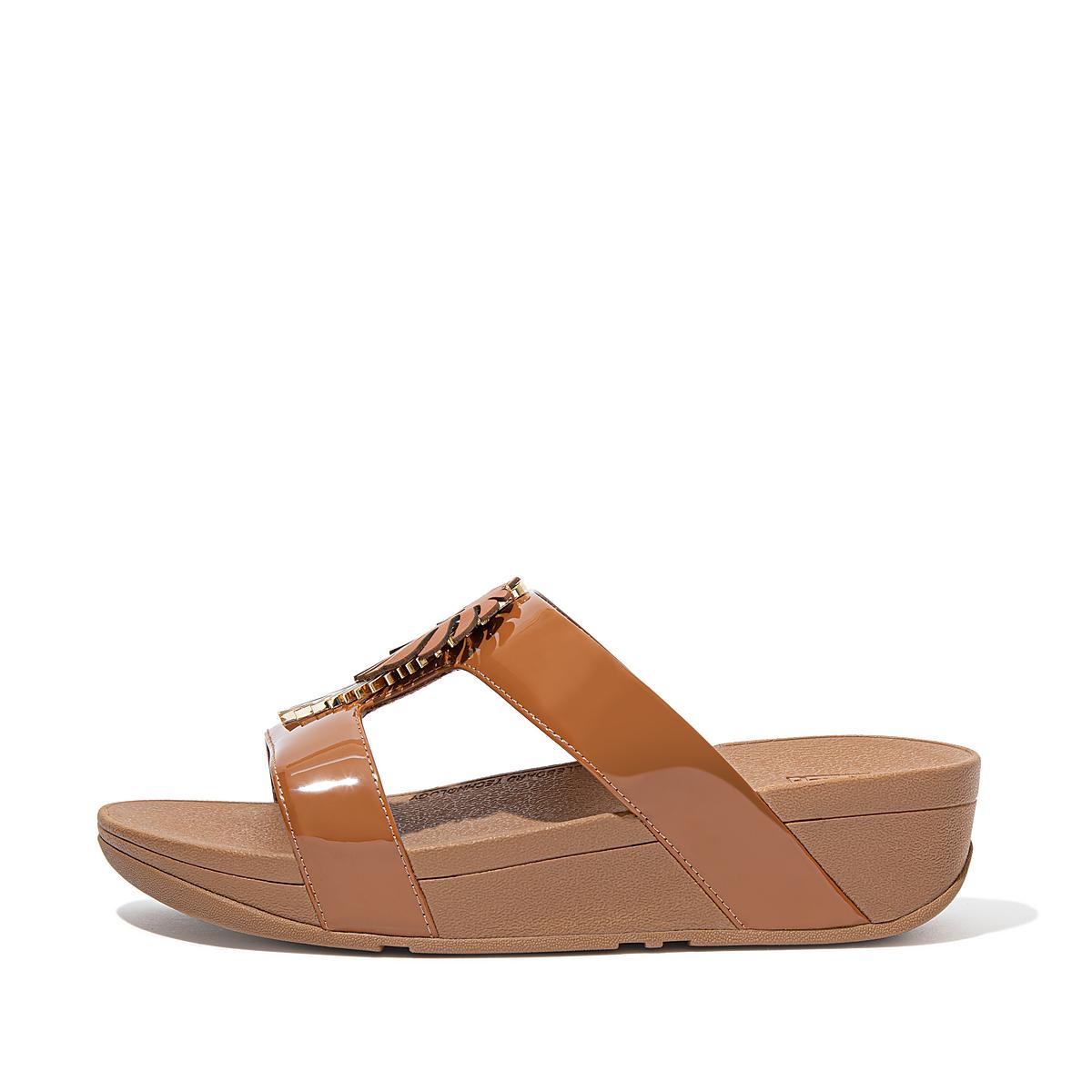 Fitflop LOTTIE Jungle Leaf Kiiltonahka Slides Naisten Sandaalit Vaaleanruskea | MHI-402578