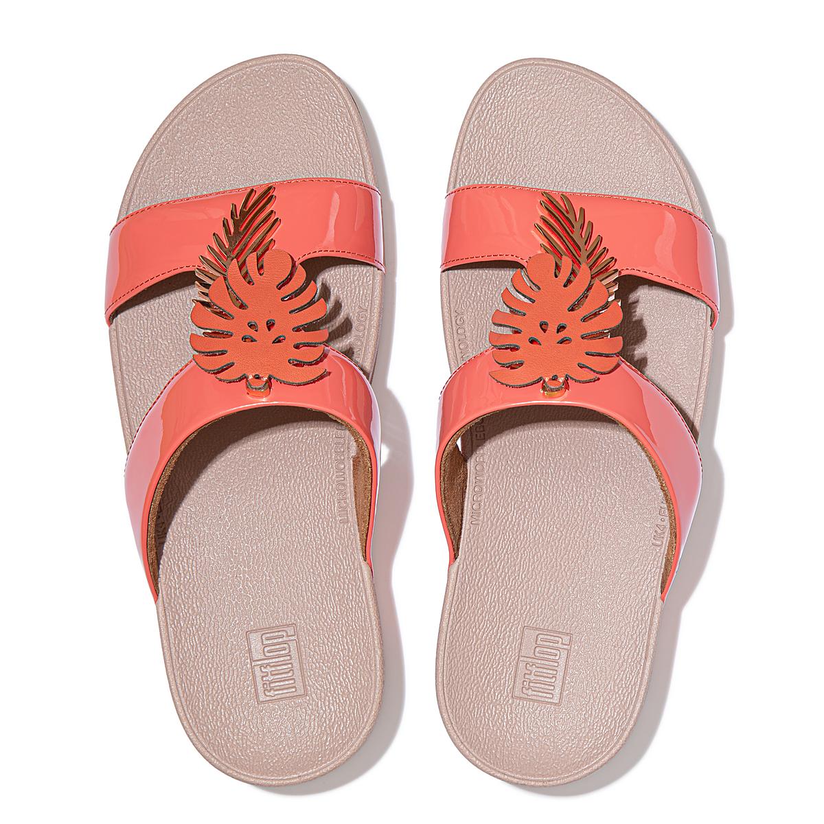 Fitflop LOTTIE Jungle Leaf Kiiltonahka Slides Naisten Sandaalit Koralli Pinkki | PFW-247391