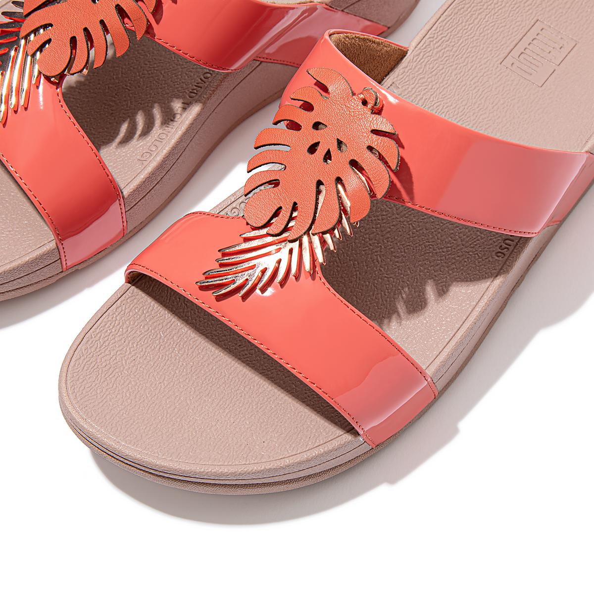 Fitflop LOTTIE Jungle Leaf Kiiltonahka Slides Naisten Sandaalit Koralli Pinkki | PFW-247391