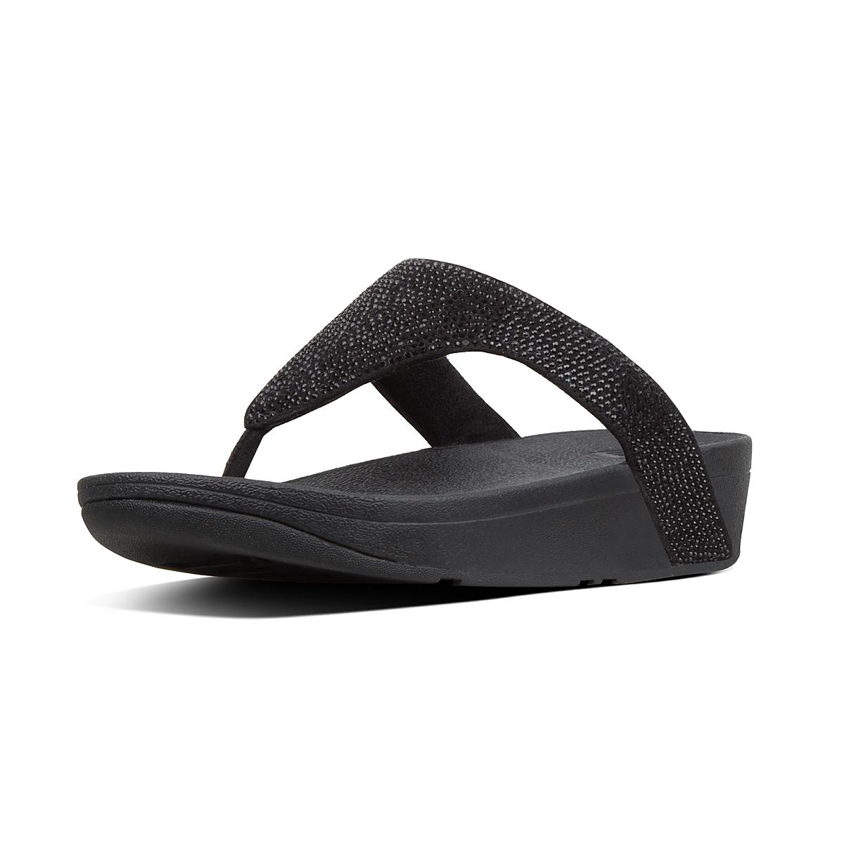 Fitflop LOTTIE Shimmercrystal Toe-Post Naisten Sandaalit Mustat | OGD-295138