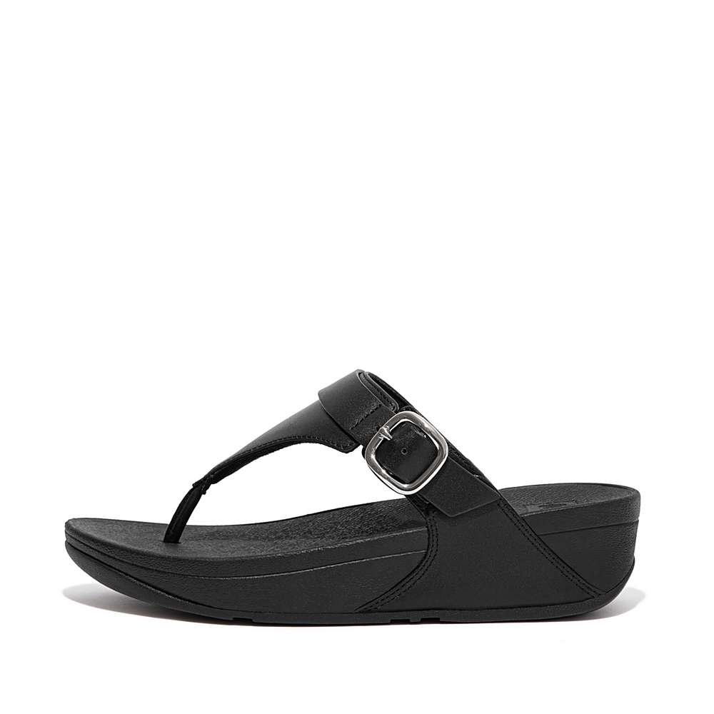 Fitflop LULU Adjustable Leather Toe-Posts Naisten Sandaalit Mustat | OQM-907543