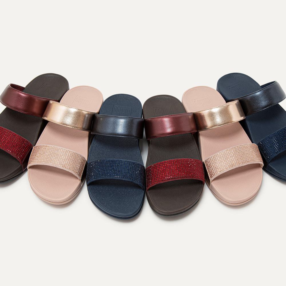 Fitflop LULU Crystal Slides Naisten Sandaalit Laivastonsininen | NEC-231758