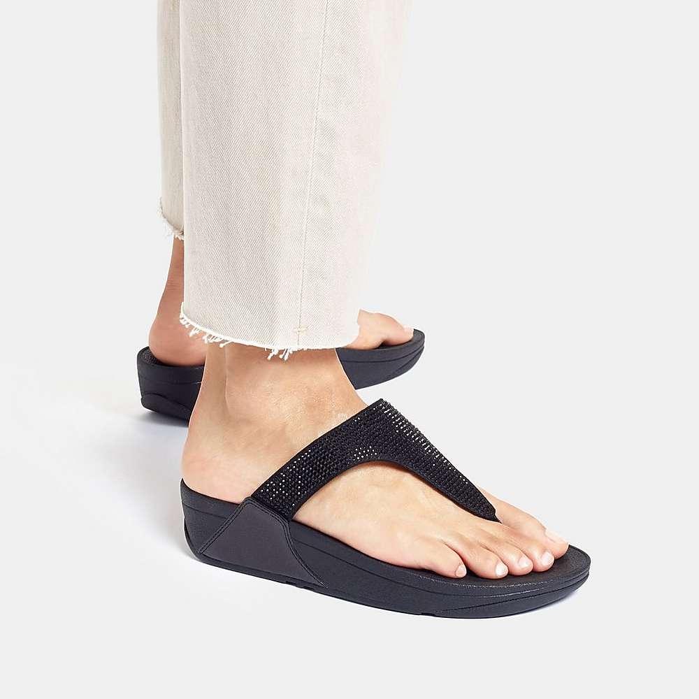 Fitflop LULU Crystal Toe-Post Naisten Sandaalit Mustat | JHE-824905