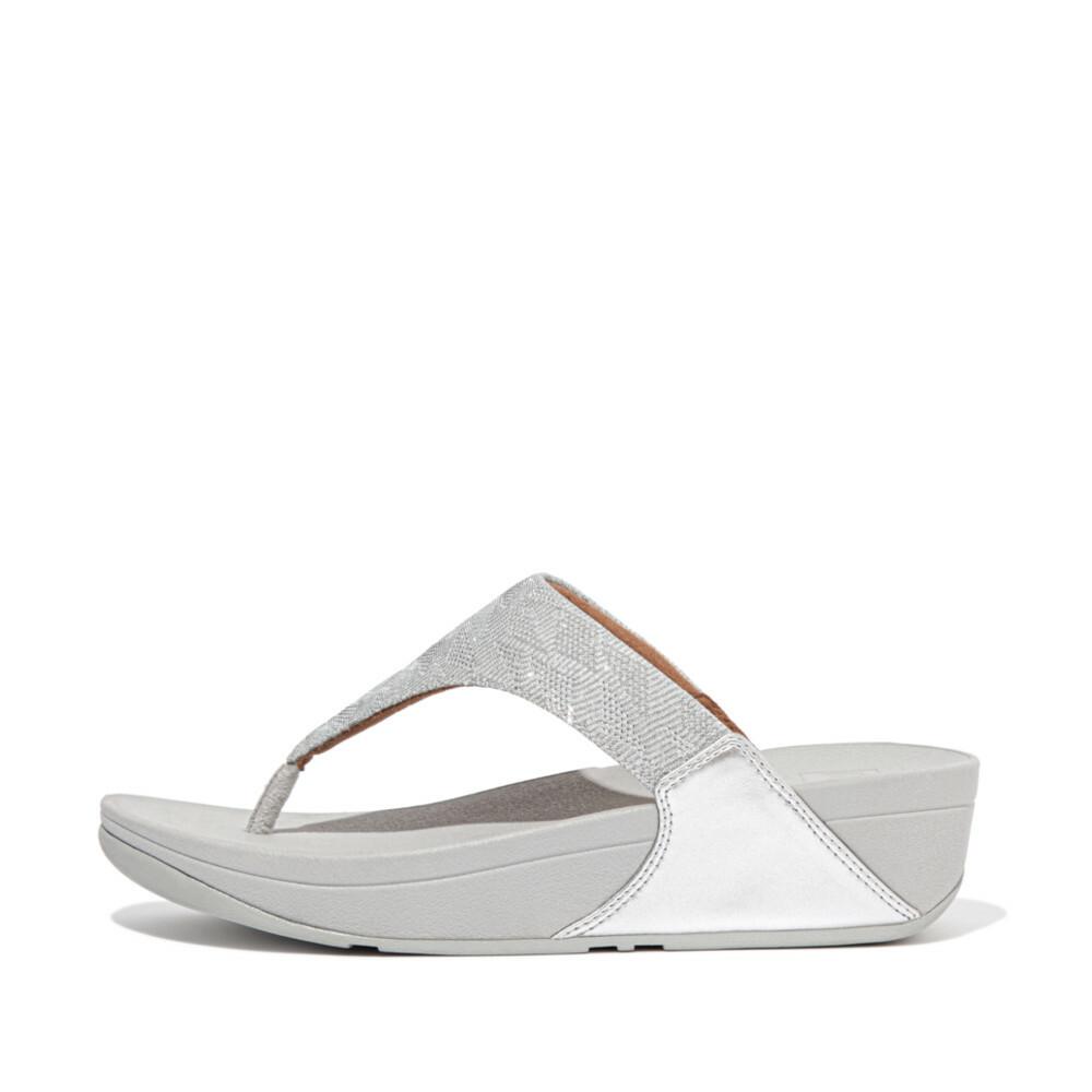 Fitflop LULU Glitz Toe-Post Naisten Sandaalit Hopea | YDX-750936