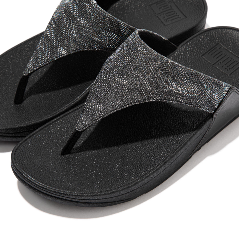 Fitflop LULU Glitz Toe-Post Naisten Sandaalit Mustat | ZBJ-534029