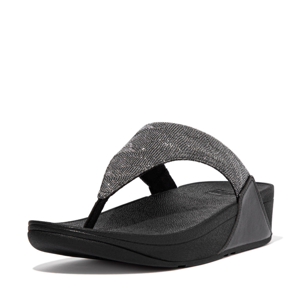 Fitflop LULU Glitz Toe-Post Naisten Sandaalit Mustat | ZBJ-534029