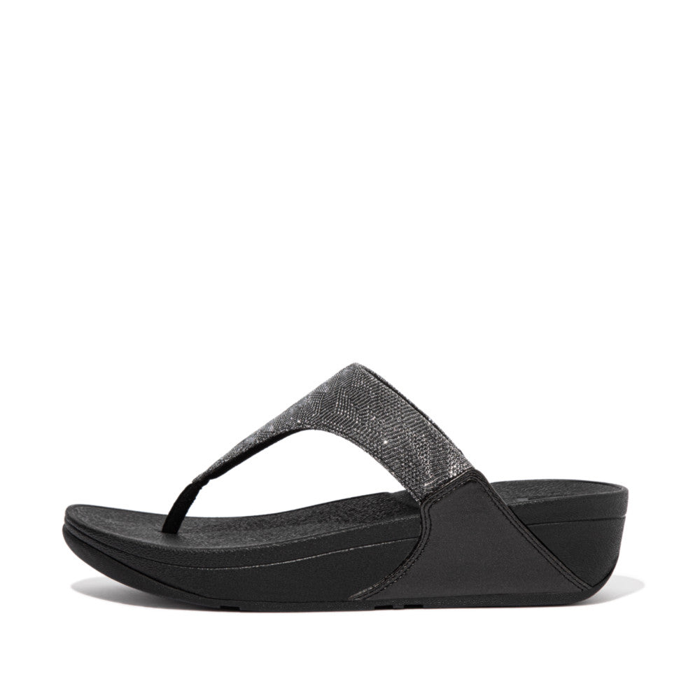 Fitflop LULU Glitz Toe-Post Naisten Sandaalit Mustat | ZBJ-534029