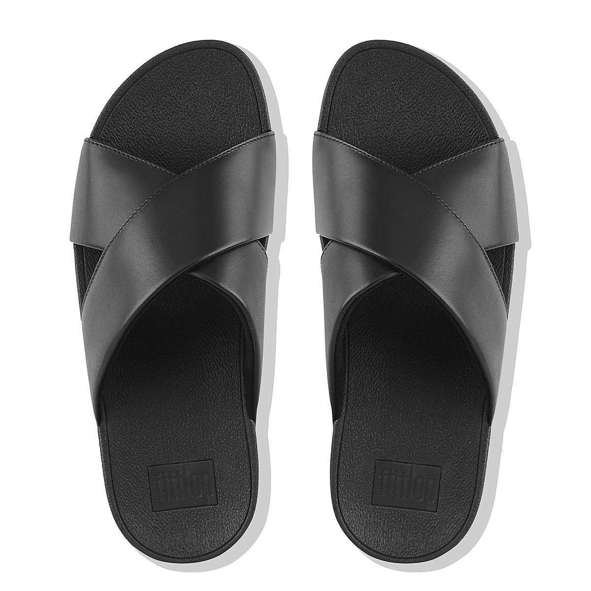 Fitflop LULU Leather Cross Slides Naisten Sandaalit Mustat | FDC-821940