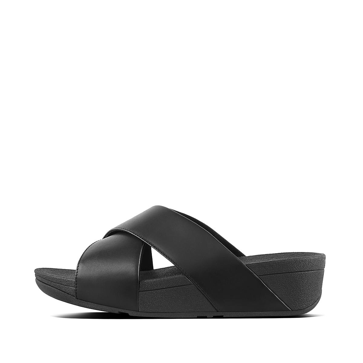 Fitflop LULU Leather Cross Slides Naisten Sandaalit Mustat | FDC-821940