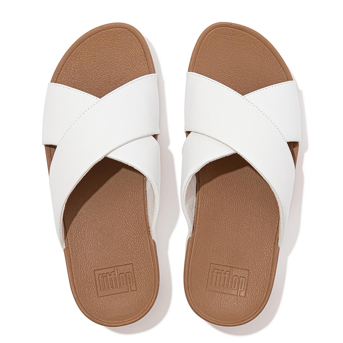 Fitflop LULU Leather Cross Slides Naisten Sandaalit Valkoinen | UYK-605814