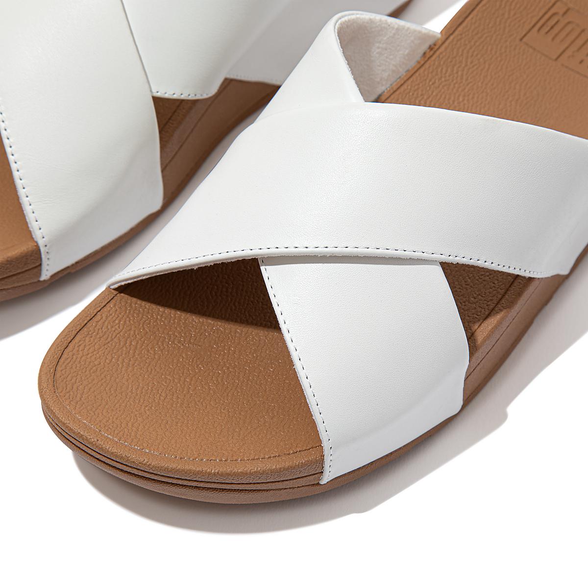 Fitflop LULU Leather Cross Slides Naisten Sandaalit Valkoinen | UYK-605814