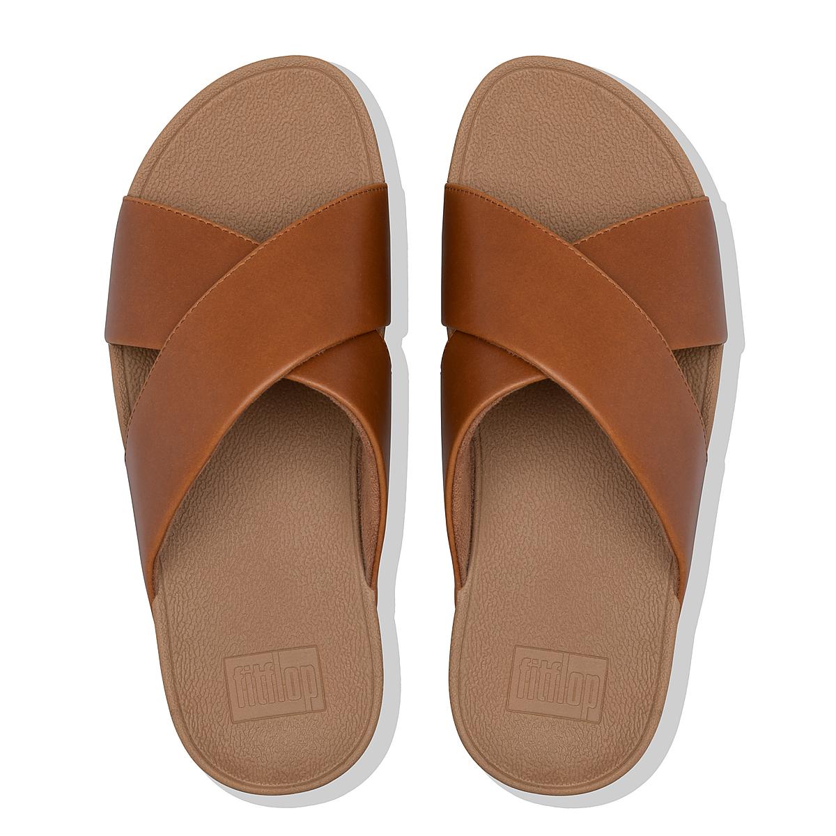 Fitflop LULU Leather Cross Slides Naisten Sandaalit Vaaleanruskea | VCO-946071