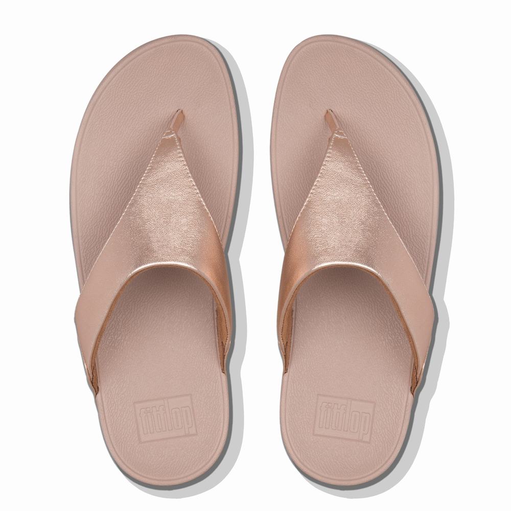 Fitflop LULU Leather Toe-Post Naisten Sandaalit Pinkki Kultaiset | CYH-657342