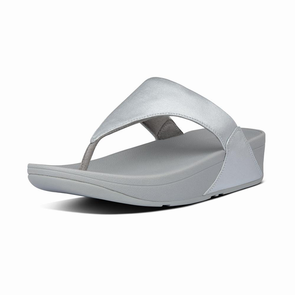 Fitflop LULU Leather Toe-Post Naisten Sandaalit Hopea | VNF-634701