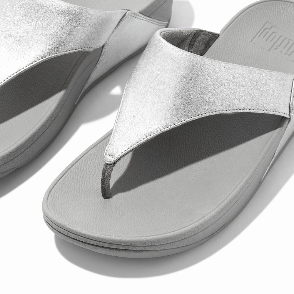 Fitflop LULU Leather Toe-Post Naisten Sandaalit Hopea | VNF-634701