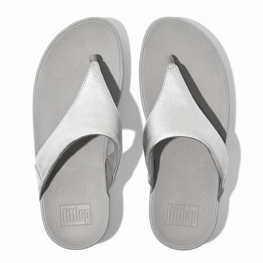 Fitflop LULU Leather Toe-Post Naisten Sandaalit Hopea | VNF-634701