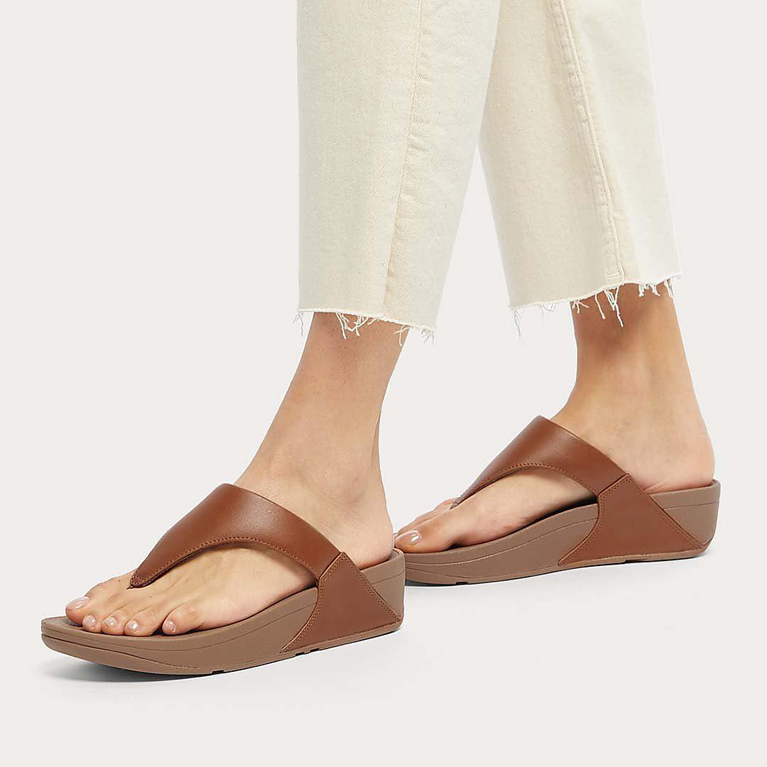 Fitflop LULU Leather Toe-Post Naisten Sandaalit Vaaleanruskea | YZR-974305