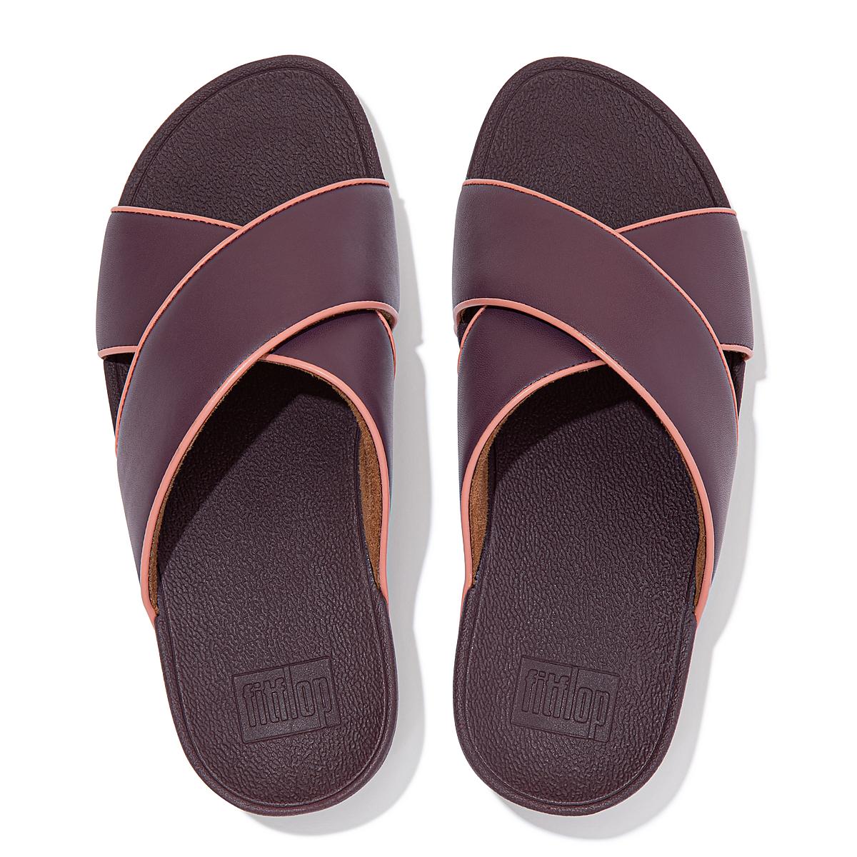 Fitflop LULU Pop Binding Leather Cross Slides Naisten Sandaalit Violetit | OIU-247905