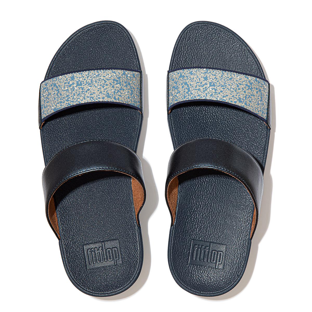 Fitflop LULU Shimmer Splash Slides Naisten Sandaalit Laivastonsininen | CUG-271549