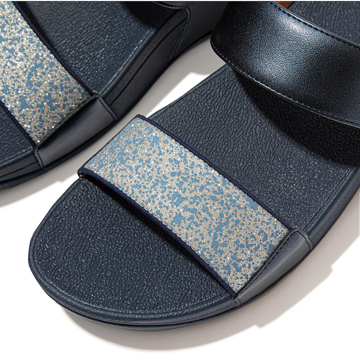 Fitflop LULU Shimmer Splash Slides Naisten Sandaalit Laivastonsininen | CUG-271549