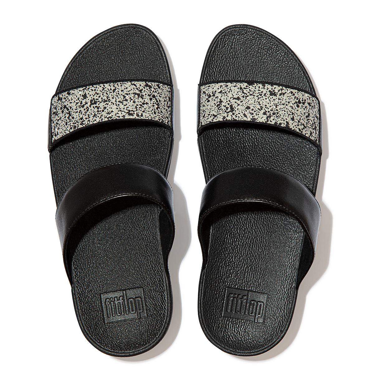 Fitflop LULU Shimmer Splash Slides Naisten Sandaalit Mustat | FWJ-126947