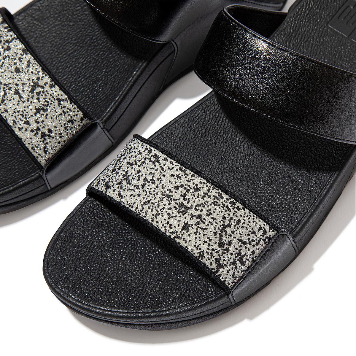 Fitflop LULU Shimmer Splash Slides Naisten Sandaalit Mustat | FWJ-126947