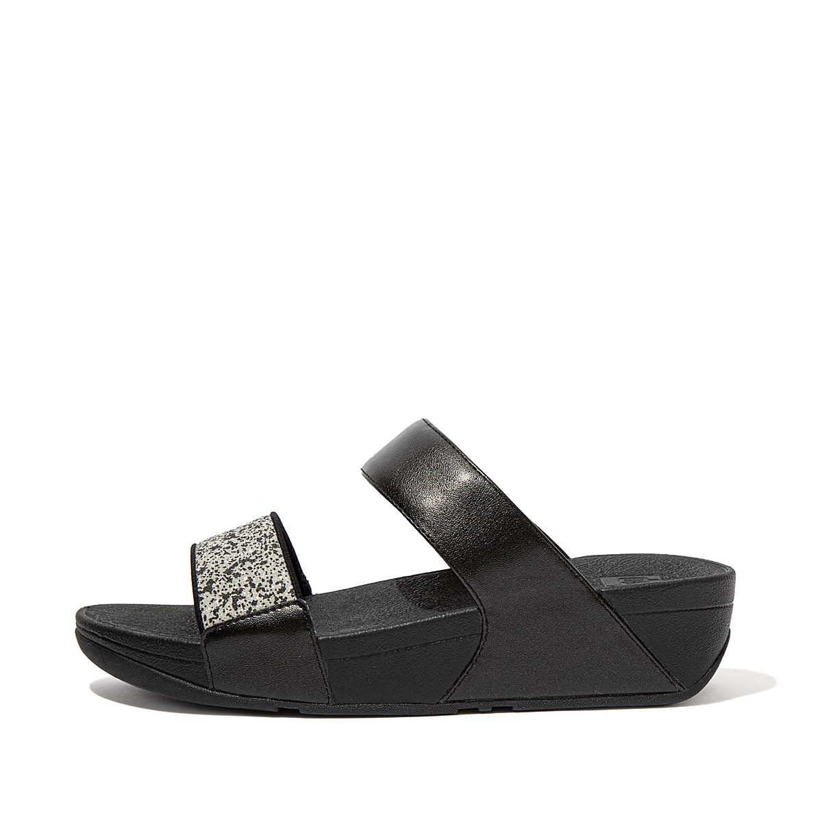 Fitflop LULU Shimmer Splash Slides Naisten Sandaalit Mustat | FWJ-126947