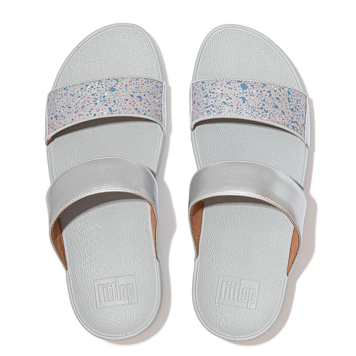 Fitflop LULU Shimmer Splash Slides Naisten Sandaalit Hopea | IOQ-324859