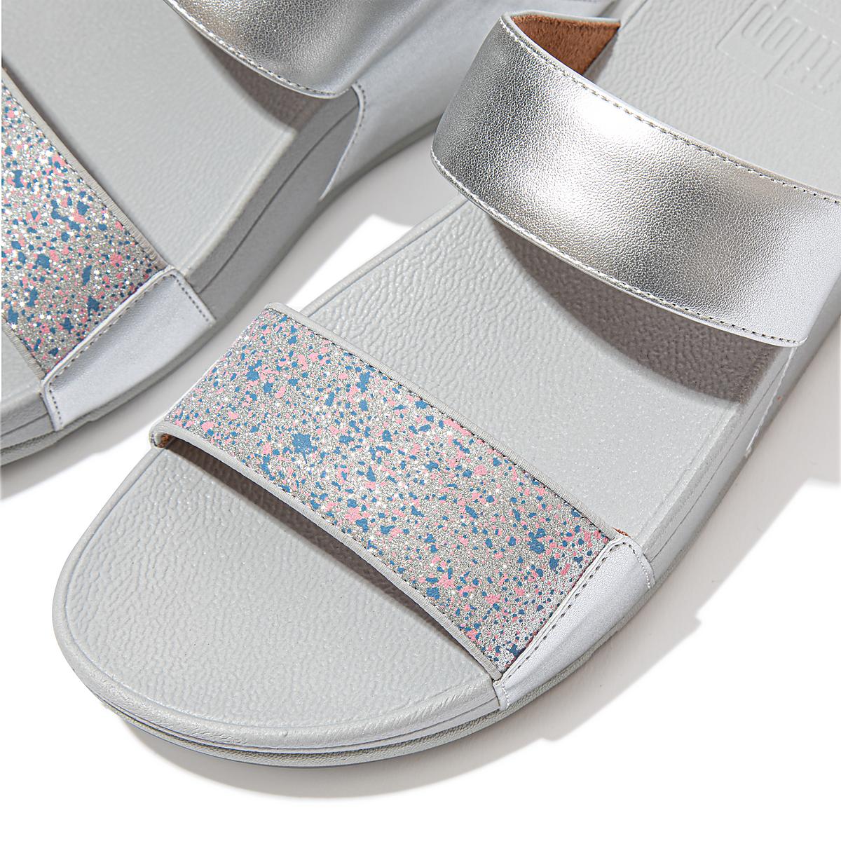 Fitflop LULU Shimmer Splash Slides Naisten Sandaalit Hopea | IOQ-324859