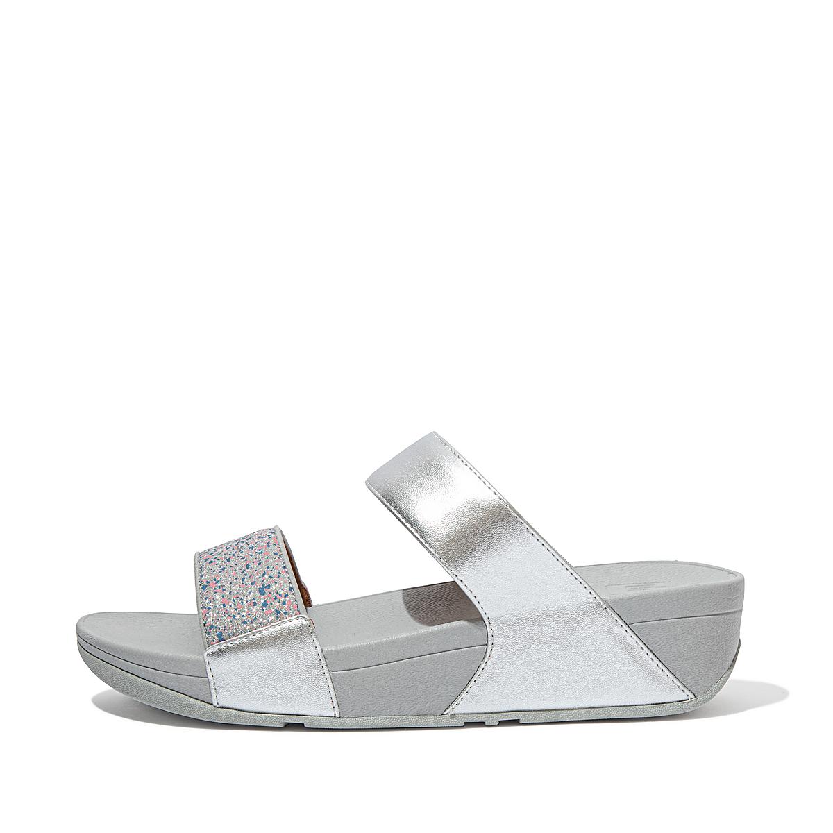 Fitflop LULU Shimmer Splash Slides Naisten Sandaalit Hopea | IOQ-324859