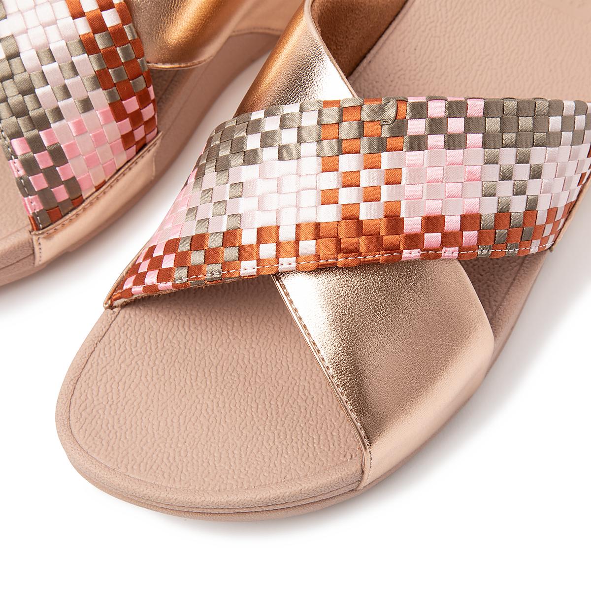 Fitflop LULU Silky Weave Cross Slides Naisten Sandaalit Koralli Pinkki | JIG-389054