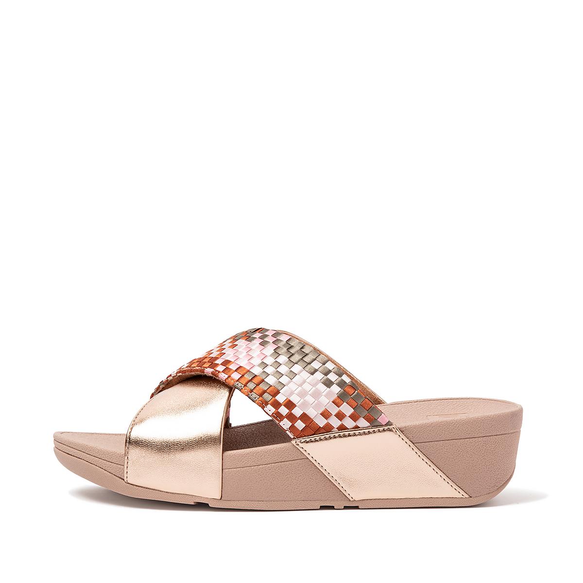 Fitflop LULU Silky Weave Cross Slides Naisten Sandaalit Koralli Pinkki | JIG-389054