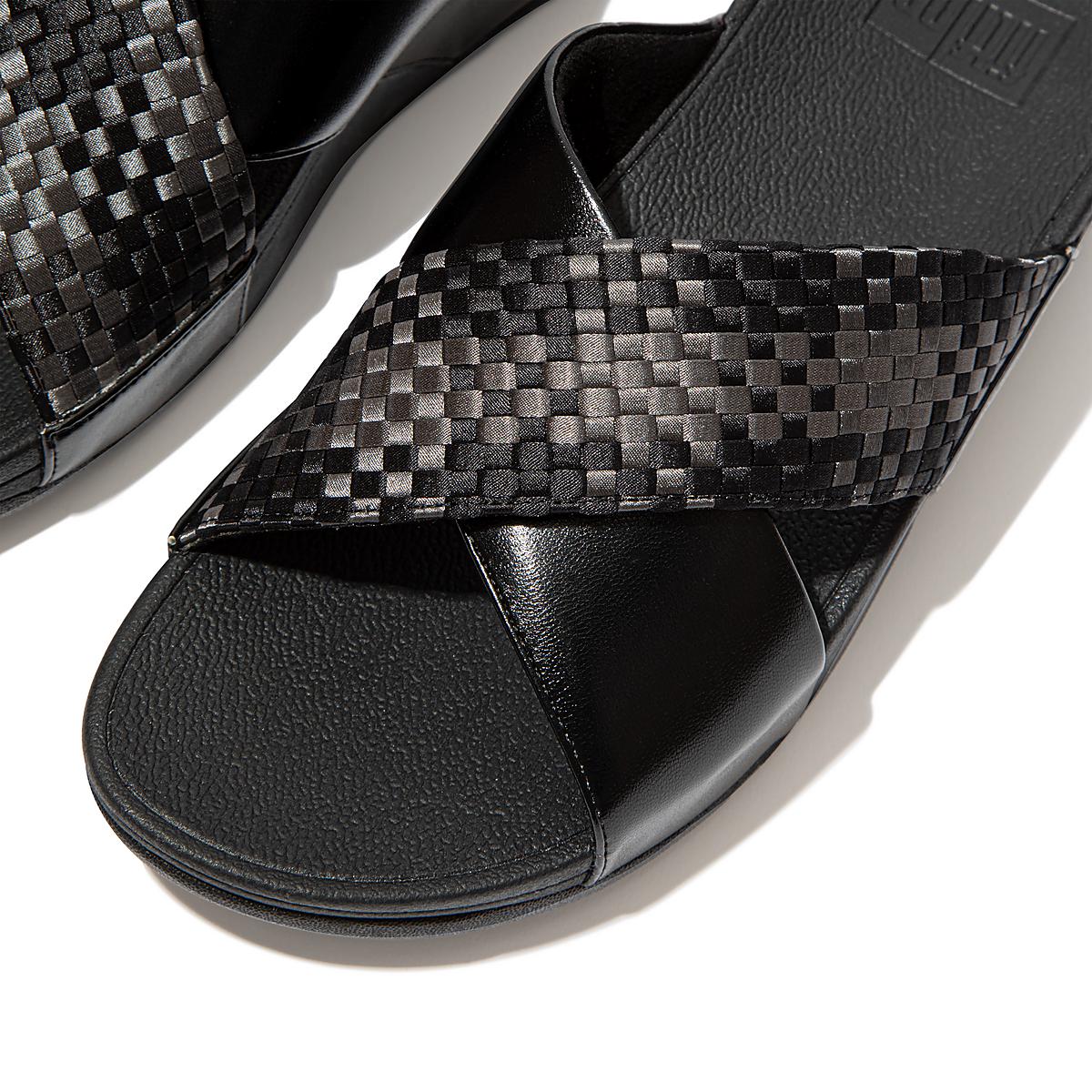 Fitflop LULU Silky Weave Cross Slides Naisten Sandaalit Mustat | PJS-836029