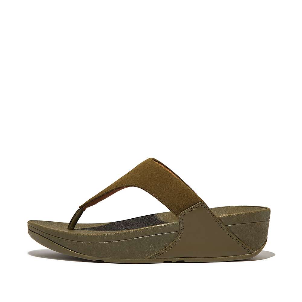 Fitflop LULU Suede Toe-Post Naisten Sandaalit Oliivinvihreä | QWX-487362