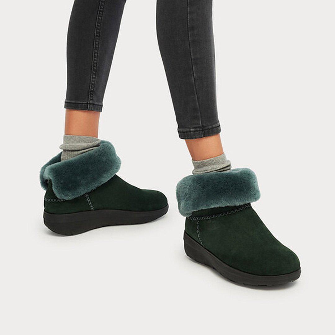 Fitflop MUKLUK SHORTY Shearling-Lined Suede Naisten Talvikengät Vihreä | DQC-583120