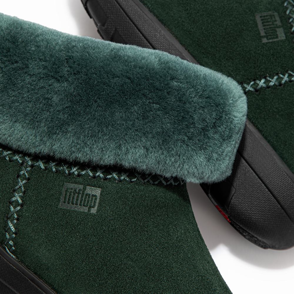 Fitflop MUKLUK SHORTY Shearling-Lined Suede Naisten Talvikengät Vihreä | DQC-583120