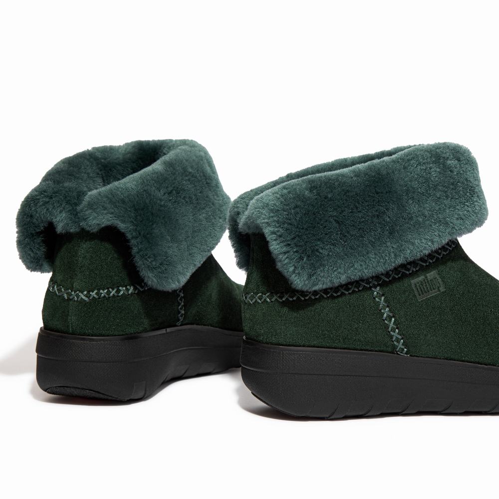 Fitflop MUKLUK SHORTY Shearling-Lined Suede Naisten Talvikengät Vihreä | DQC-583120