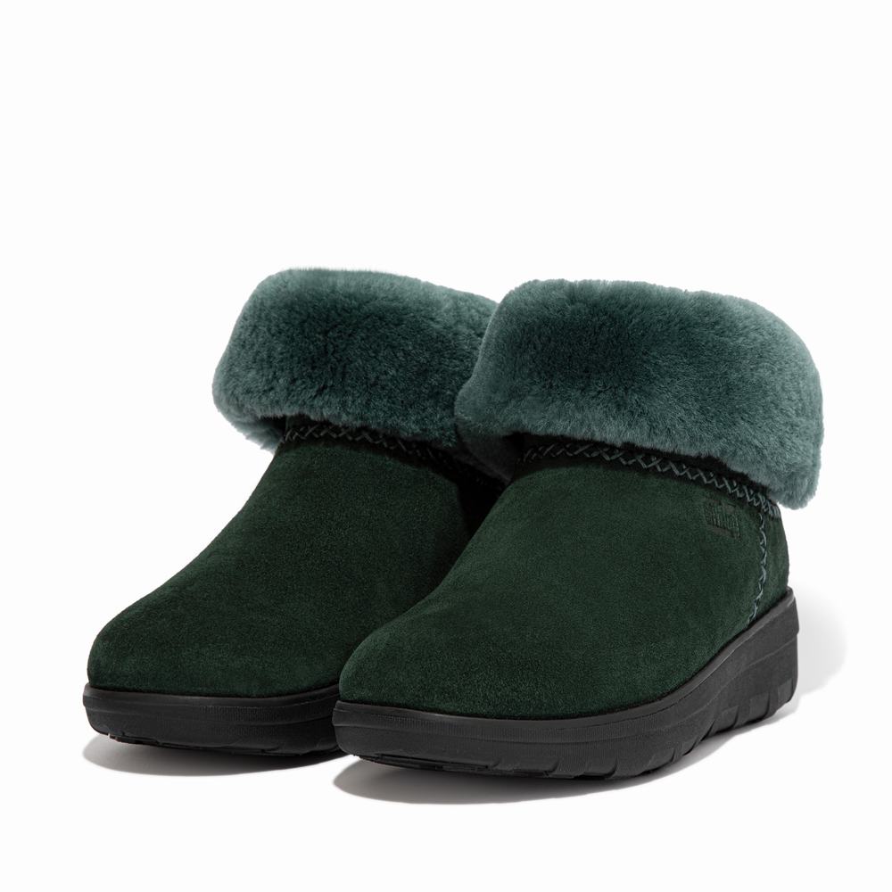 Fitflop MUKLUK SHORTY Shearling-Lined Suede Naisten Talvikengät Vihreä | DQC-583120