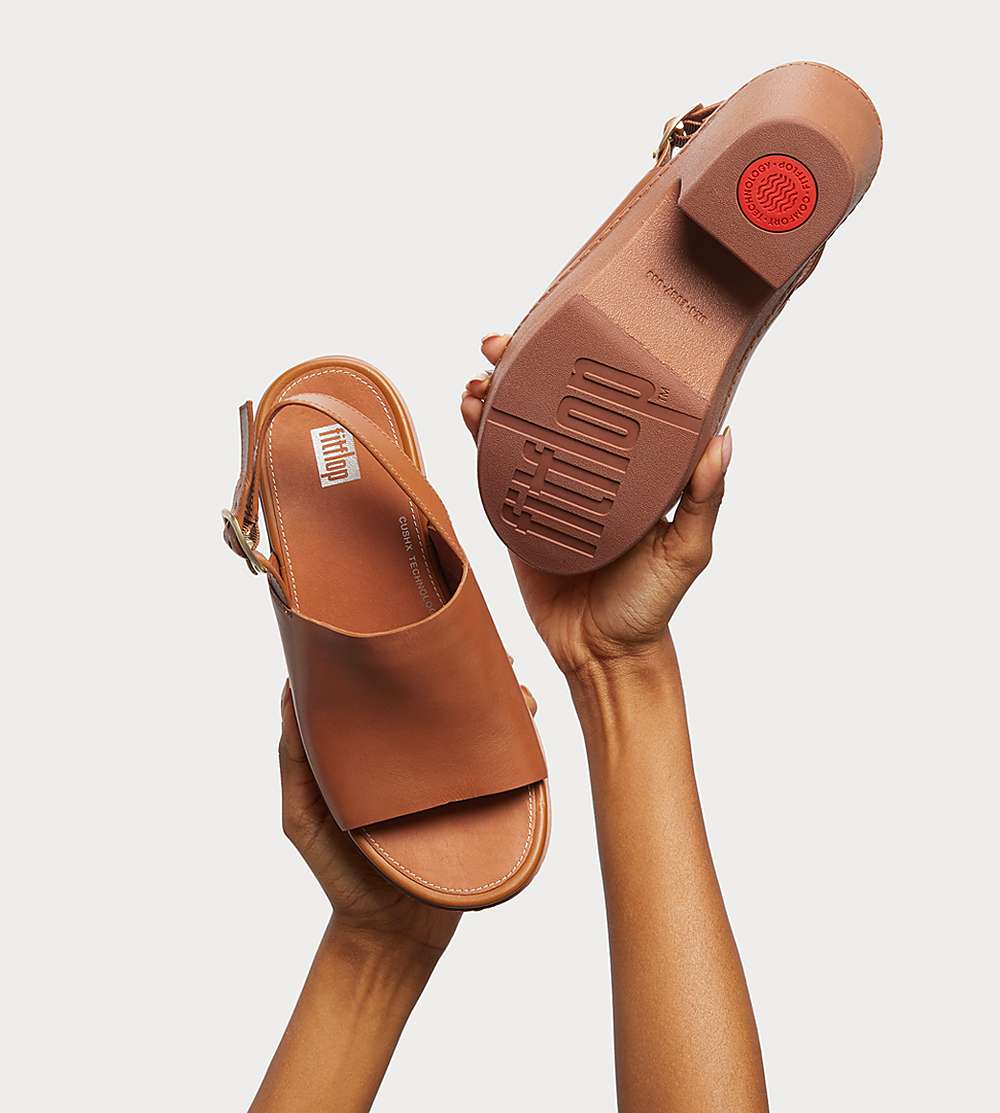 Fitflop PILAR Leather Naisten Platform Sandaalit Vaaleanruskea | MPE-542601