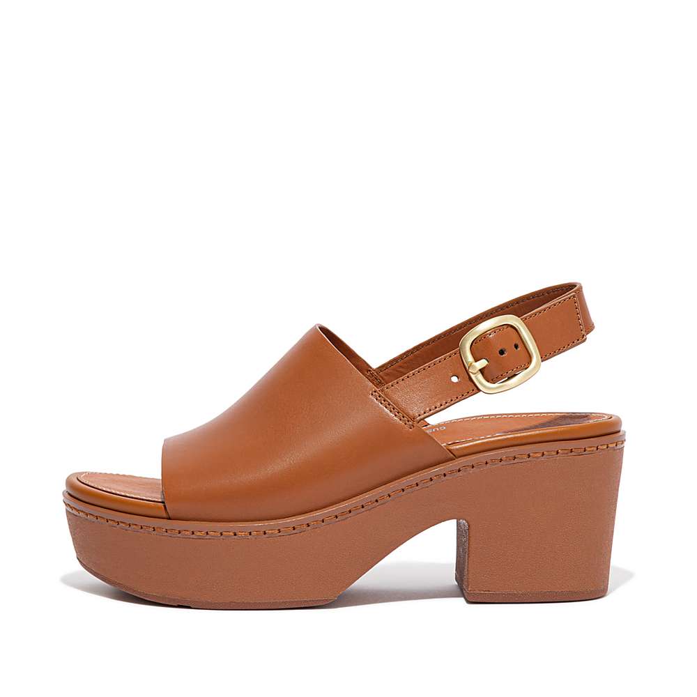 Fitflop PILAR Leather Naisten Platform Sandaalit Vaaleanruskea | MPE-542601