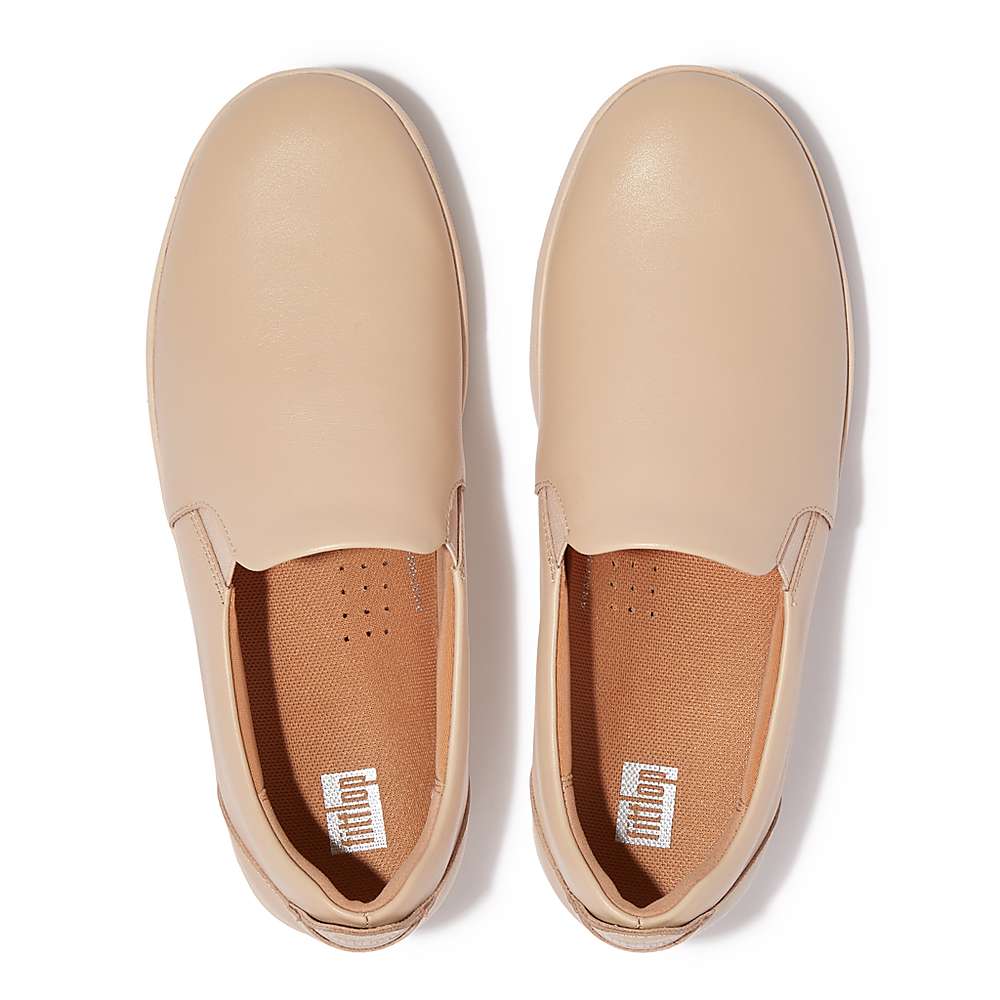 Fitflop RALLY Leather Slip-On Skate Naisten Tennarit Harmaat Beige | SBW-081354