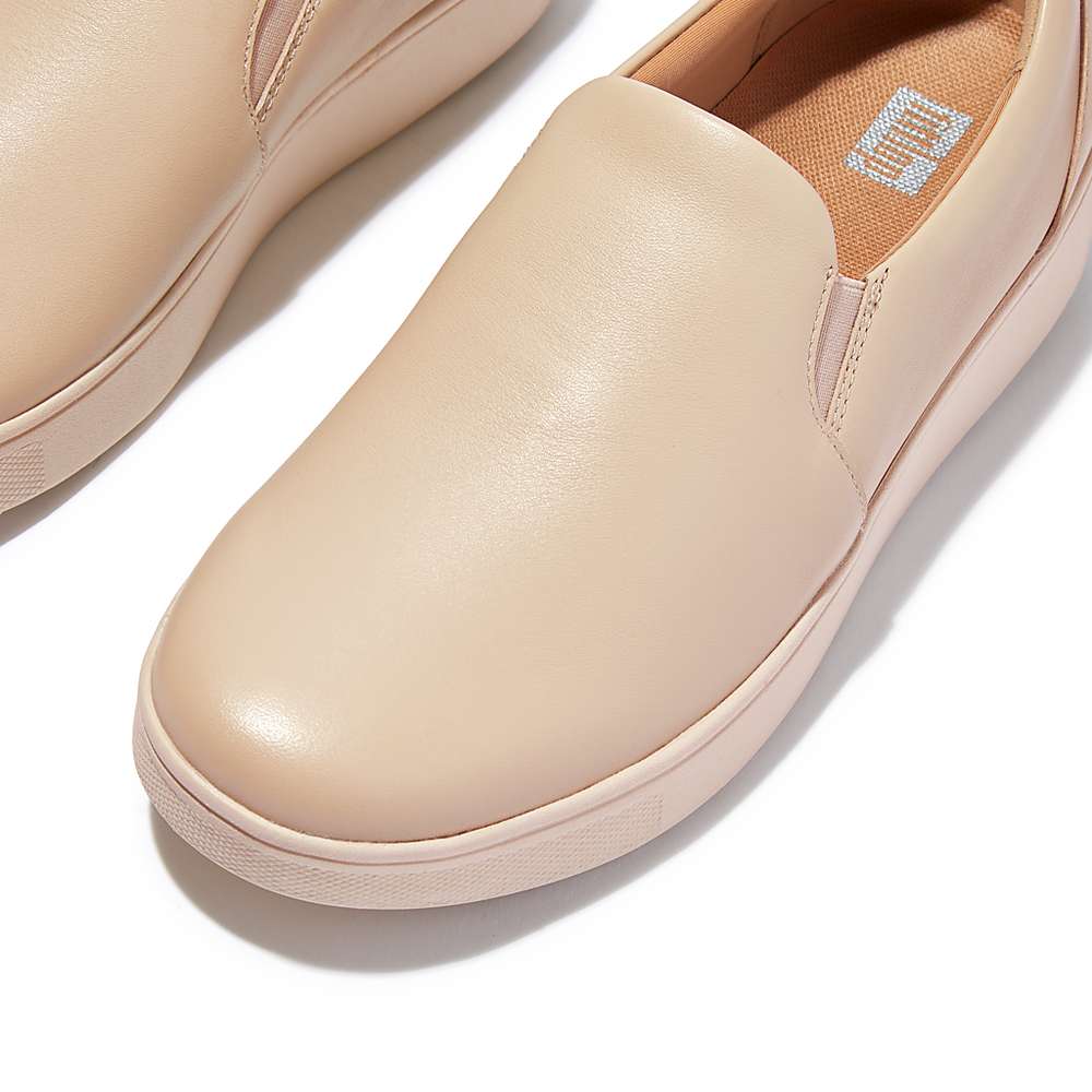 Fitflop RALLY Leather Slip-On Skate Naisten Tennarit Harmaat Beige | SBW-081354